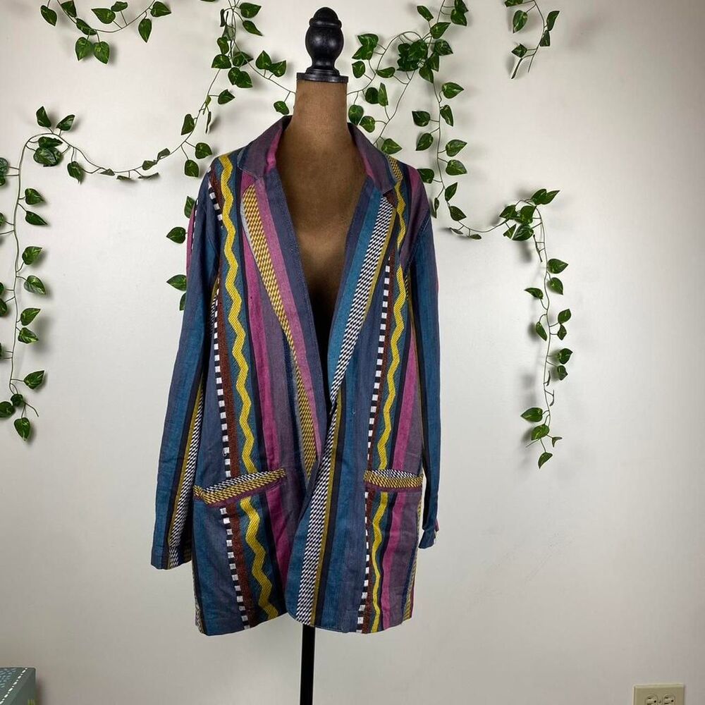Size M Vintage Angelique 100% cotton blazer jacket southwestern hippie 80's 90's